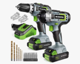Taladro inalámbrico compacto WORKPRO 21PC 20V Li-ion Incluye 2 baterías de carga rápida Herramienta eléctrica para bricolaje en el hogar Fabricado en China