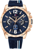 Tommy Hilfiger Reloj Analógico de Cuarzo multifunción para Hombre con Correa en Silicona, Acero Inoxidable o Piel