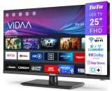 TuTu Smart TV 25 Pulgadas – FHD Televisor con Peana Central, LED Pantalla, LAN, (TUV25FQ1BC, 2024)