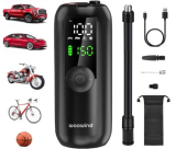Woowind LP1 Compresor Aire Portatil 150PSI, Bomba de Aire Electrica, Recargable Inflador Ruedas para El Coche, Moto, Scooter, Bicicleta, Bolas