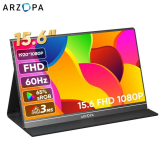 ARZOPA S1 Monitor Portátil Full HD de 15,6 pulgadas, 1920×1080, Pantalla Móvil Externa IPS, HDMI/Tipo-C/USB-C para Portátil/PC/Mac/PS4/Xbox